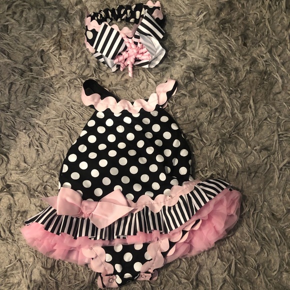 Mud Pie baby outfit and bow - Picture 1 of 3